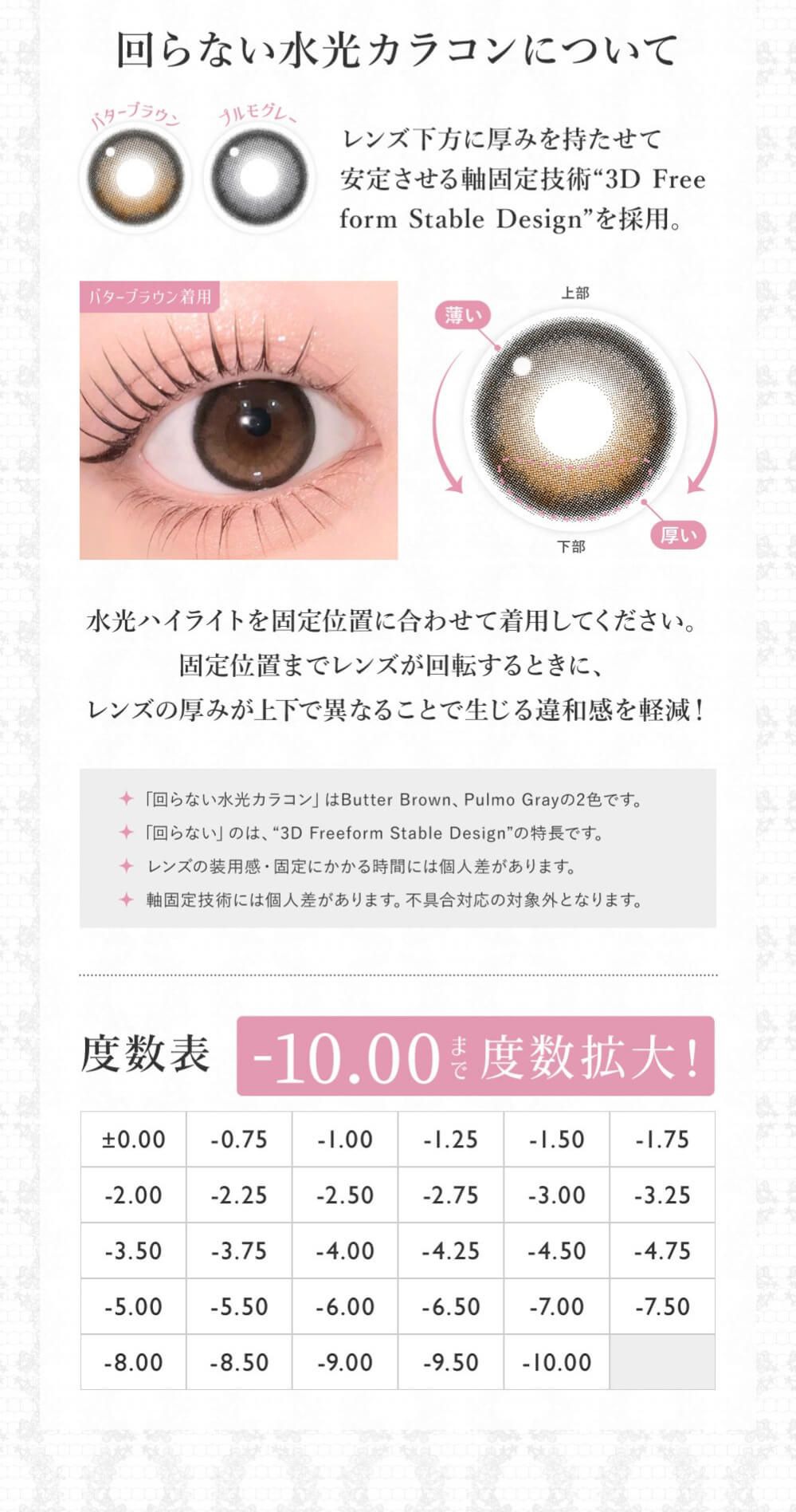 回らない水光カラコン