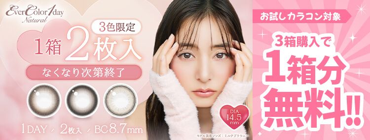 EverColor 1day Natural-エバーカラーワンデーナチュラル- DIA14.5mm 1箱2枚入り 度なし度あり バレずに盛れる、ナチュラル1DAY