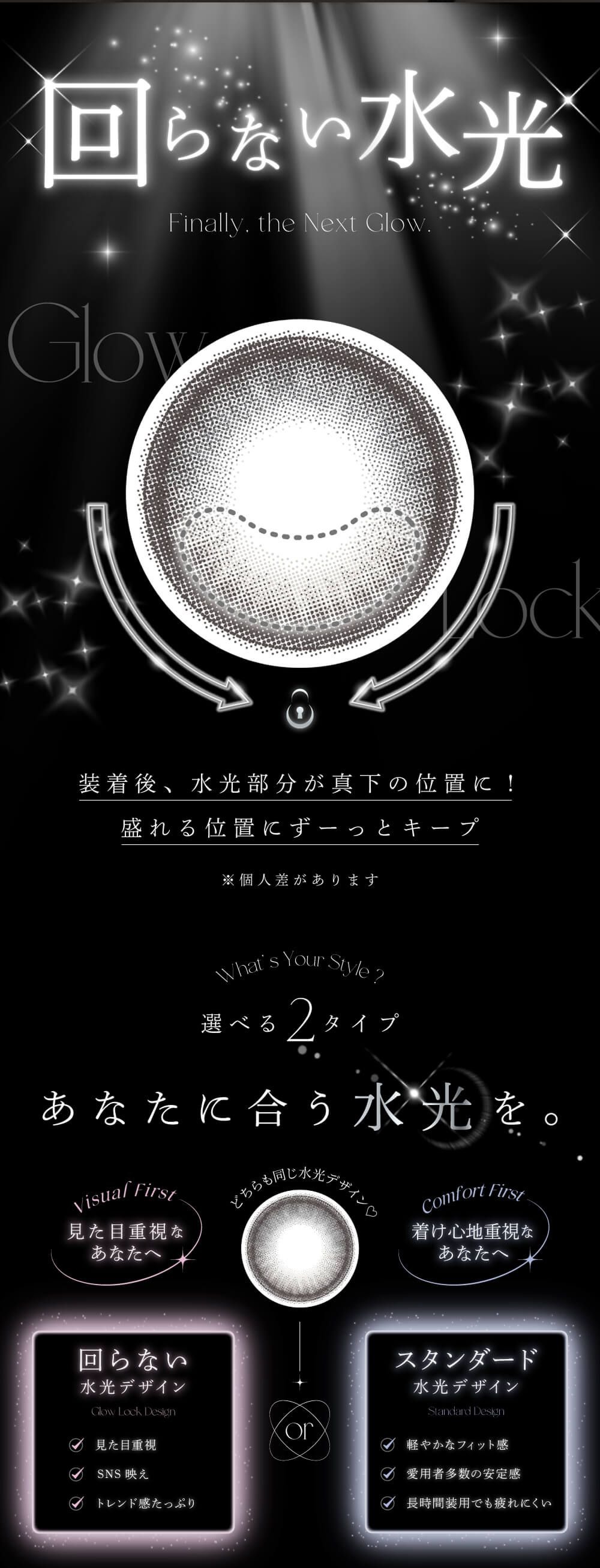 回らない水光カラコン