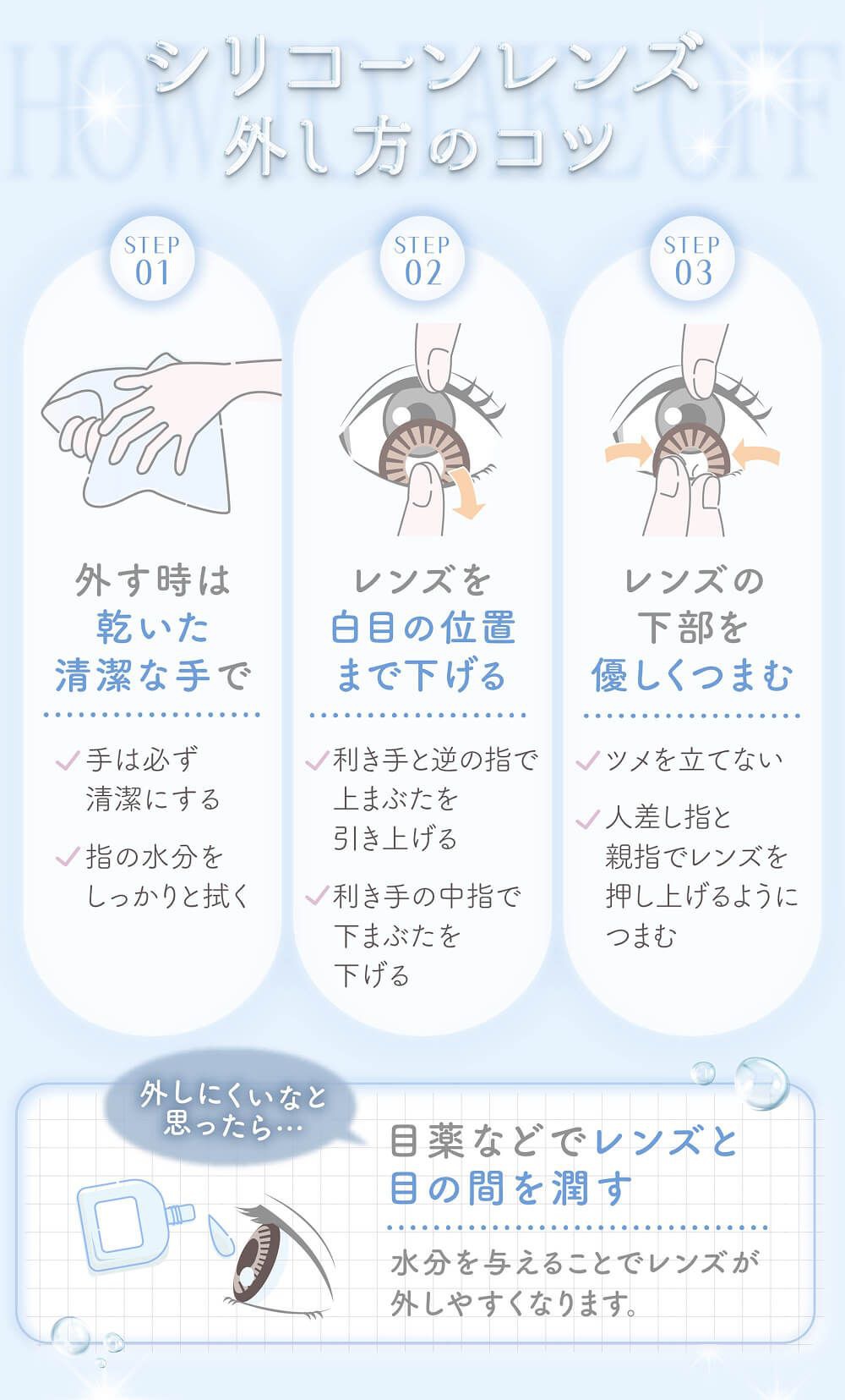シリコンレンズの外し方のコツ